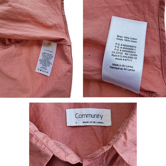 Women's Crop Top- Front tie- Button Up-Collared-Light Coral Color - Picture 15 of 16